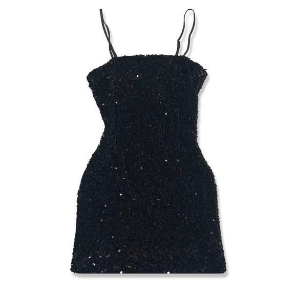 Forever 21 Black Sequin Mini Party Dress | Size Medium | NWT - Picture 1 of 6